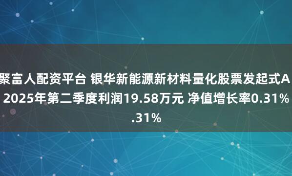 聚富人配资平台 银华新能源新材料量化股票发起式A：2025年第二季度利润19.58万元 净值增长率0.31%