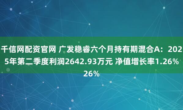 千信网配资官网 广发稳睿六个月持有期混合A：2025年第二季度利润2642.93万元 净值增长率1.26%