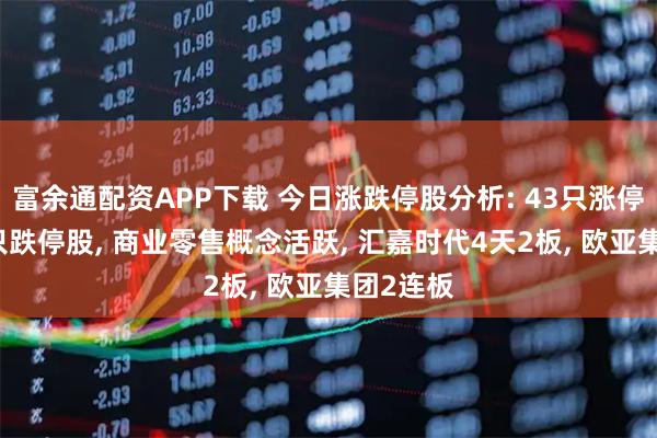 富余通配资APP下载 今日涨跌停股分析: 43只涨停股、47只跌停股, 商业零售概念活跃, 汇嘉时代4天2板, 欧亚集团2连板