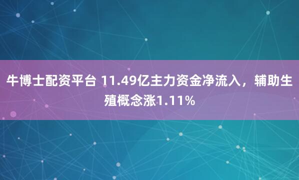 牛博士配资平台 11.49亿主力资金净流入，辅助生殖概念涨1.11%
